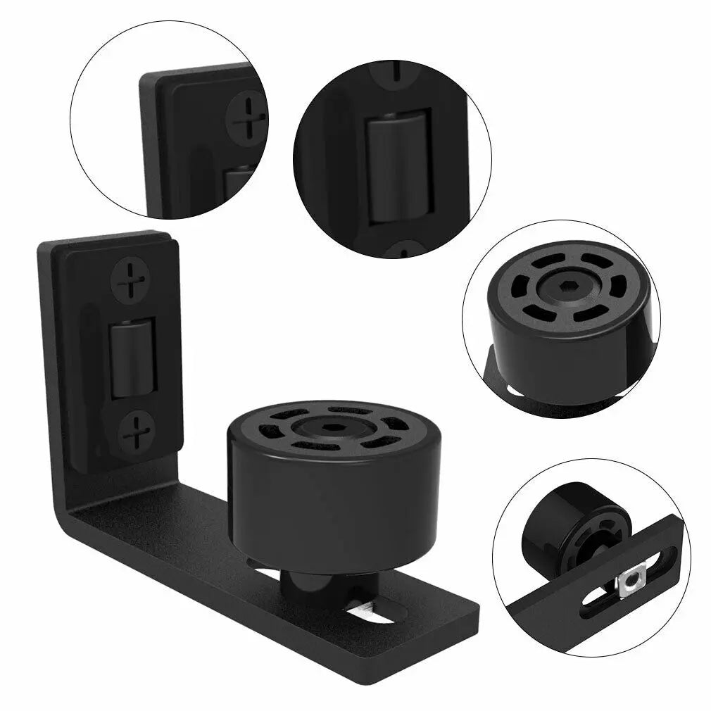 CCJH Adjustable Floor Guide For Sliding Barn Door Black Wall Guide With Screws