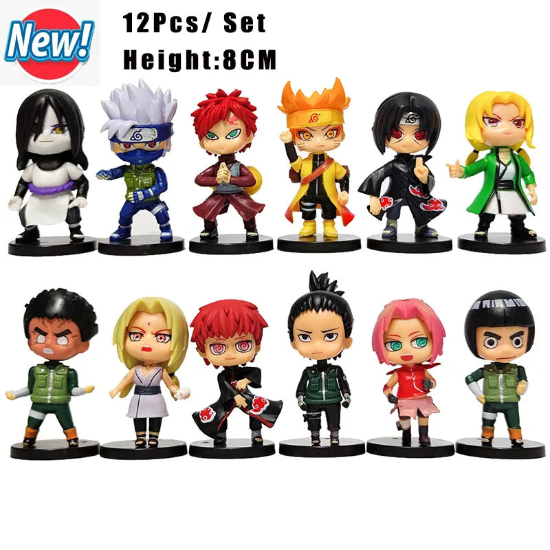 Naruto Shippuden PCS Anime Figure Set Q-Version Hinata Sasuke Itachi Kakashi & Gaara Toys