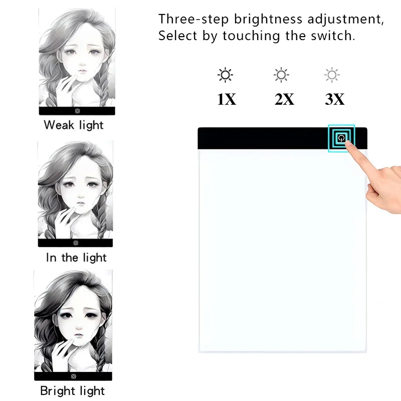 LED Photocopying Table Drawing Board Childrens Light-transmitting Copying Table Brightness Adjustable Copy Board Painting Toys