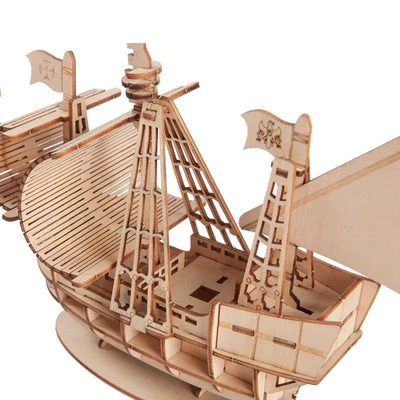 PC D Sailboat Wooden Puzzle Assembly Model Puzzle DIY Wooden Crafts D Puzzle Gifts Desktop Decoration