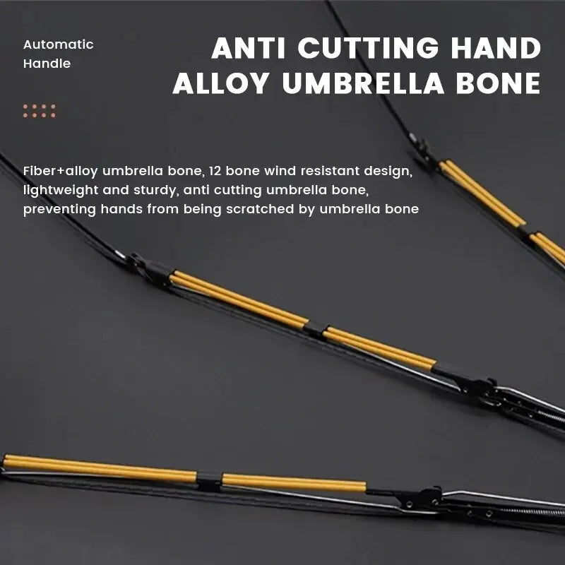 Bone Black Glue Fully Automatic Umbrella With Thick And Durable Keel Three Fold Umbrella UV Resistant Folding Umbrella