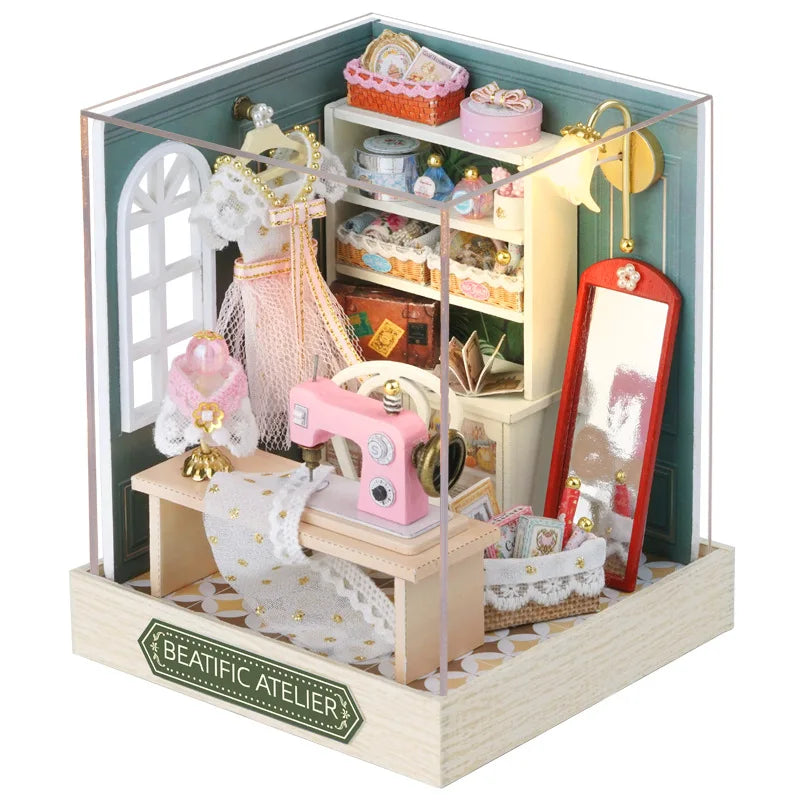 Wooden Miniature Doll House Diy Small House Kit Making Room Toys D Puzzle Assembly Building Model Toys For Birthday Gifts Fun Gift for Kids & Family