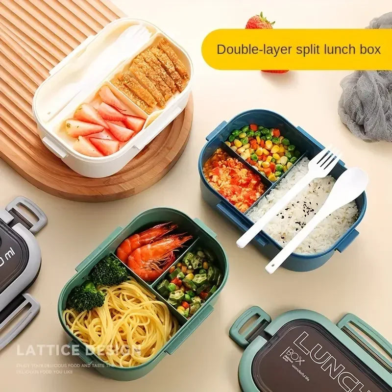 Thickened plastic lunch box compartment layer lunch box commuter lunch box microwaveable