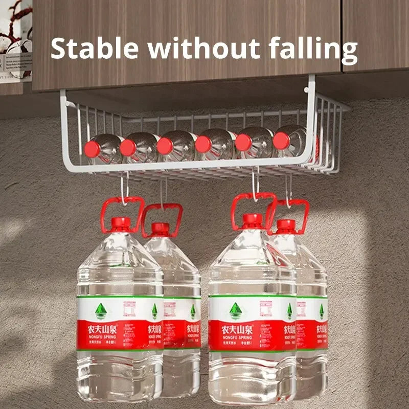 pc WhiteBlack Hanging Net Basket Iron Material Large Capacity Hanging Under Cabinet Wall Wardrobe Storage Basket Kitchen Tools