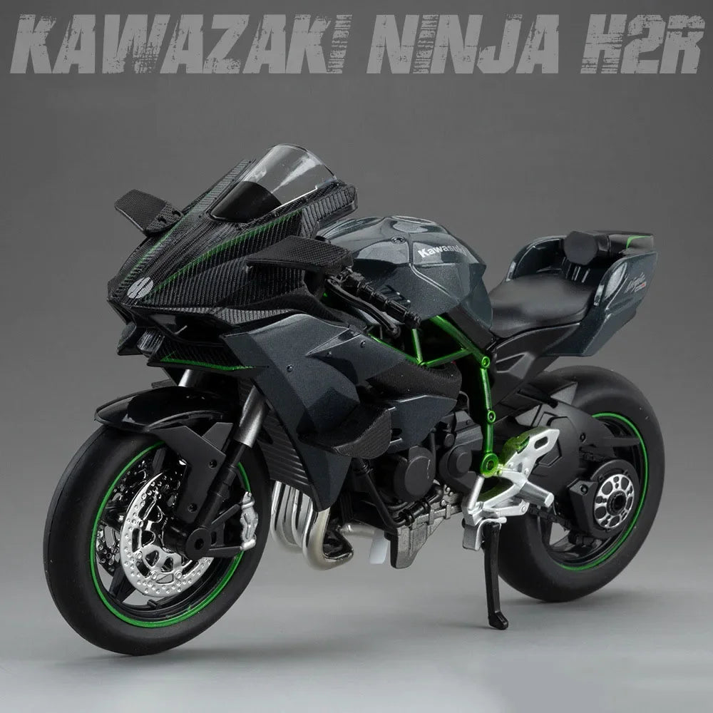 Kawasaki Ninja HR Diecast Motorcycle Alloy Miniature Model with Lights for Kids