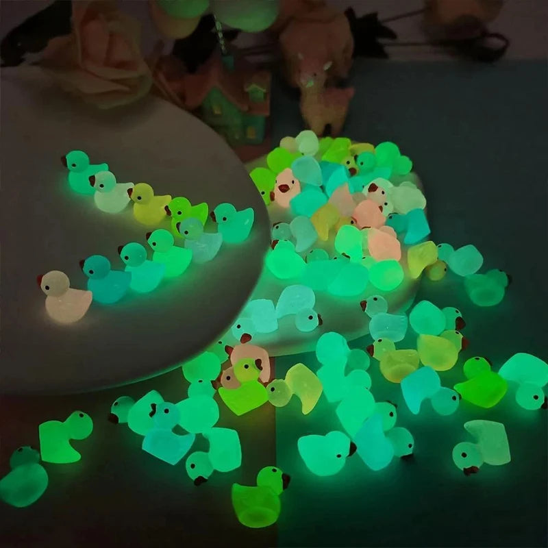 20/50PCS Miniature Resin Ducks Mini Duck Figures Glow In the Dark Landscape Ornaments For Doll Houses Aquarium Garden - Zecs shopping