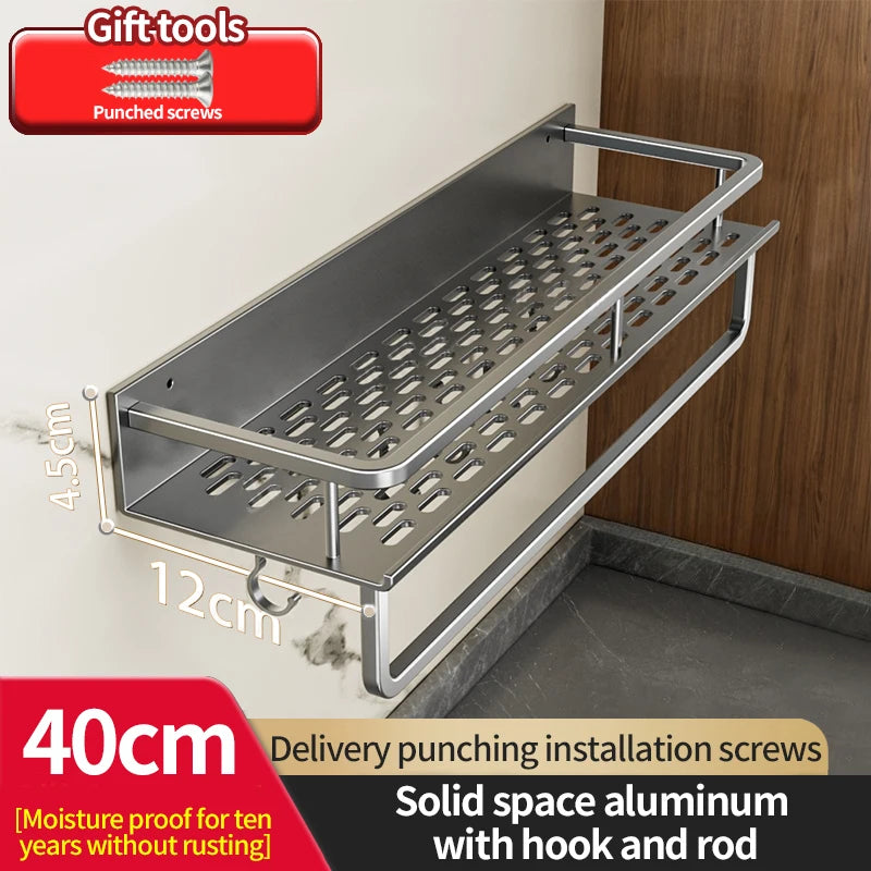 Aluminum kitchen rack kitchen shelf toilet storage no drill hanging rack bathroom organizer hang on the wall kitchen
