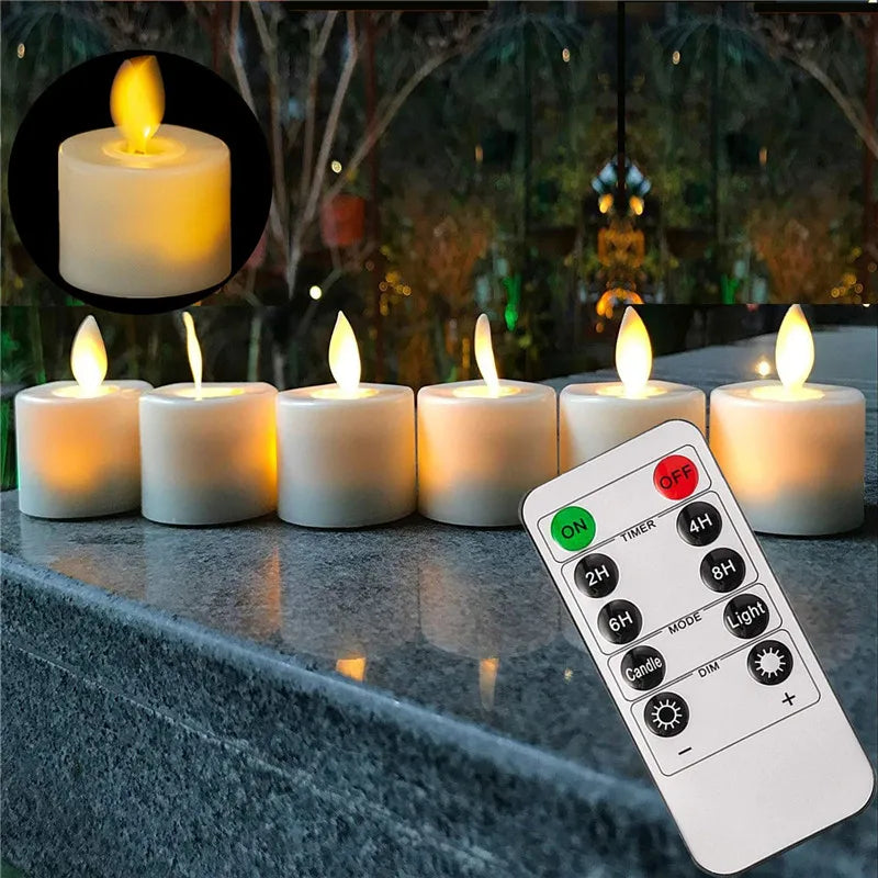 4 or 6 Flameless Moving Wick Candles With Remote Control Realistic Christmas Church Wedding Fake Electronic Candle LED Wedding - Zecs shopping