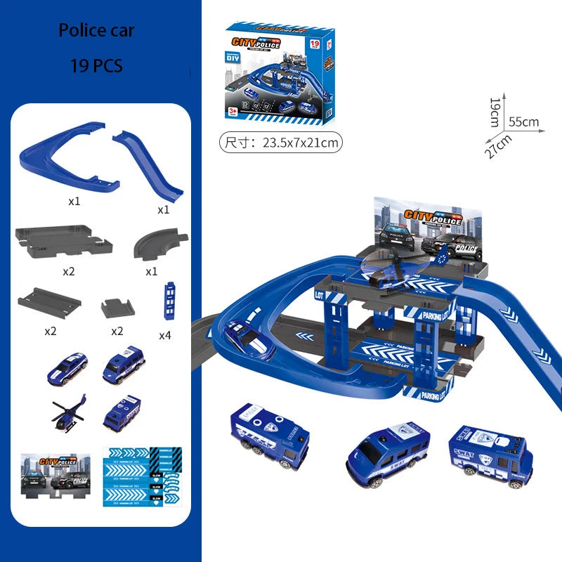 Childrens Track Parking Lot Fire Truck Police Engineering Premium & Affordable