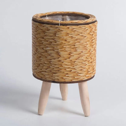 Fashion Rattan Woven Flower Pot Creative Flower Planters With Removable Legs Durable Hand Wove Plant Stand - Zecs shopping