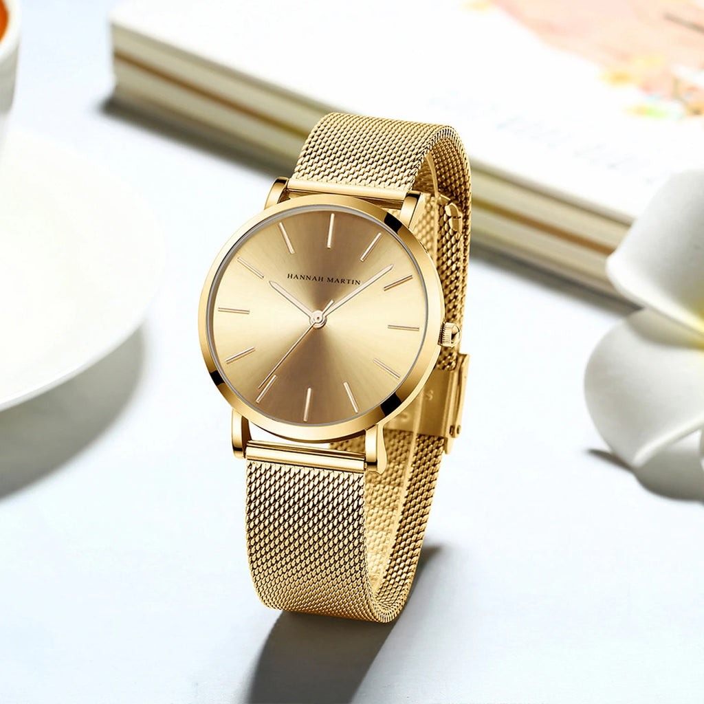 Hannah Martin Women Watch Top Brand Japan Quartz Movement 36mm Rose Gold Waterproof Fashionable Nordic Minimalist Ladies Watches - Zecs shopping
