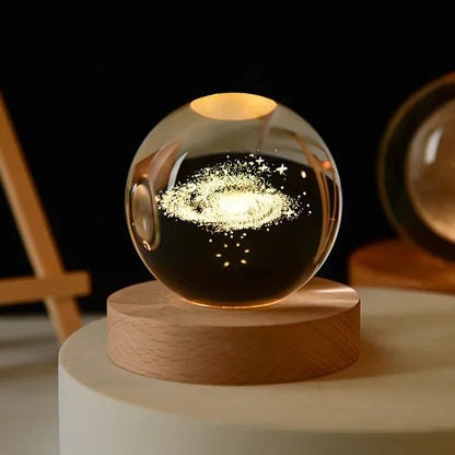 Aesthetic Moon Crystal Sphere Creative Clear Glass Galaxy Globe Night Light Crystal Ball Lamp Desktop Decoration Home Ornament - Zecs shopping