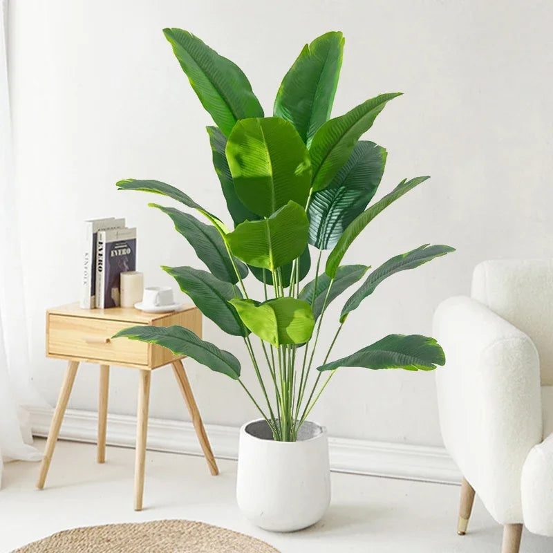 1pc Artificial Plants Large Tropical Palm Tree Fake Banana Plants Leaves Real Touch Plastic Monstera For Home Garden Party Decor - Zecs shopping