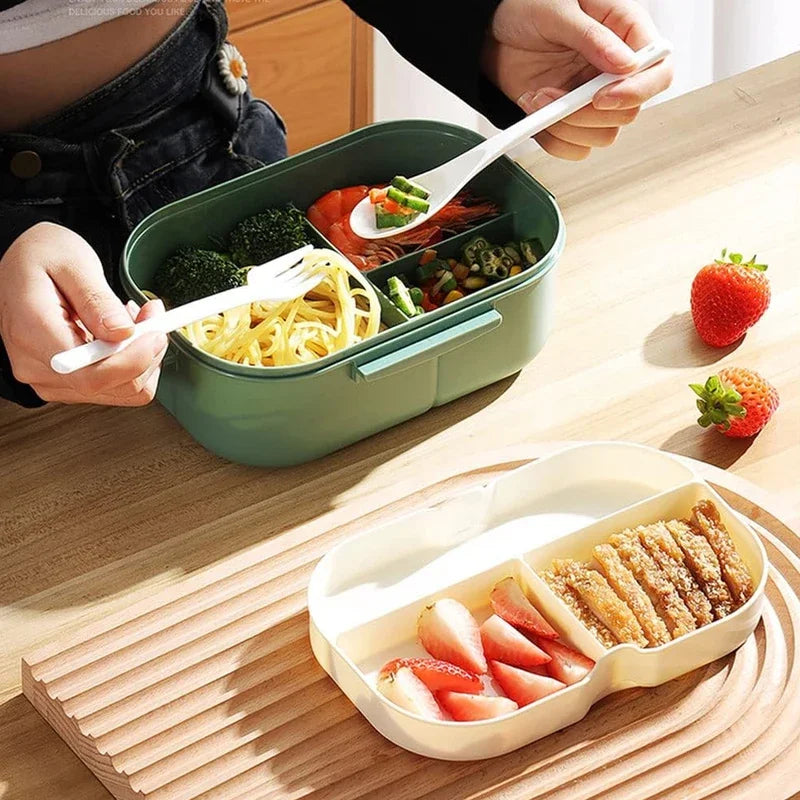 Thickened plastic lunch box compartment layer lunch box commuter lunch box microwaveable