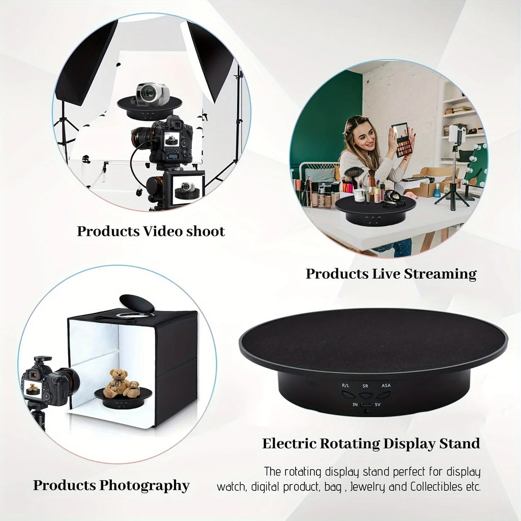 Speeds Electric Rotating Display Stand Mirror Degree Turntable Jewelry Holder BatteryUSB Power for Photography Shooting