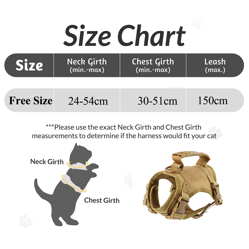 Tactical Puppy Harness Leash For Small Dogs Cats Adjustable Kitten Vest For Military Service Dog Working Training Walking - Zecs shopping