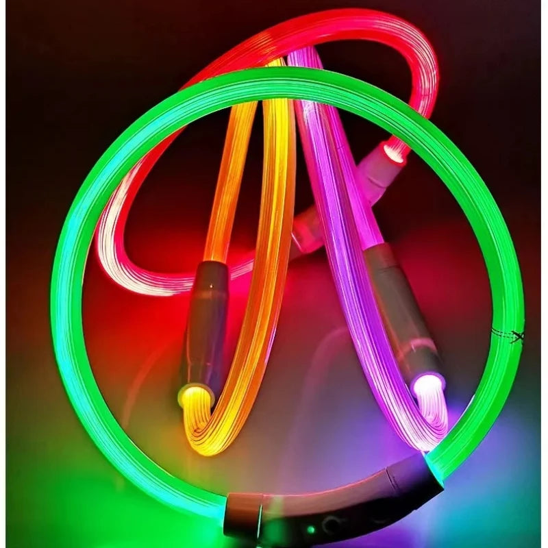 40/50/70cm Led dog collar USB rechargeable pet dog glow-in-the dark charging collar Luminous necklace collar safety night light - Zecs shopping