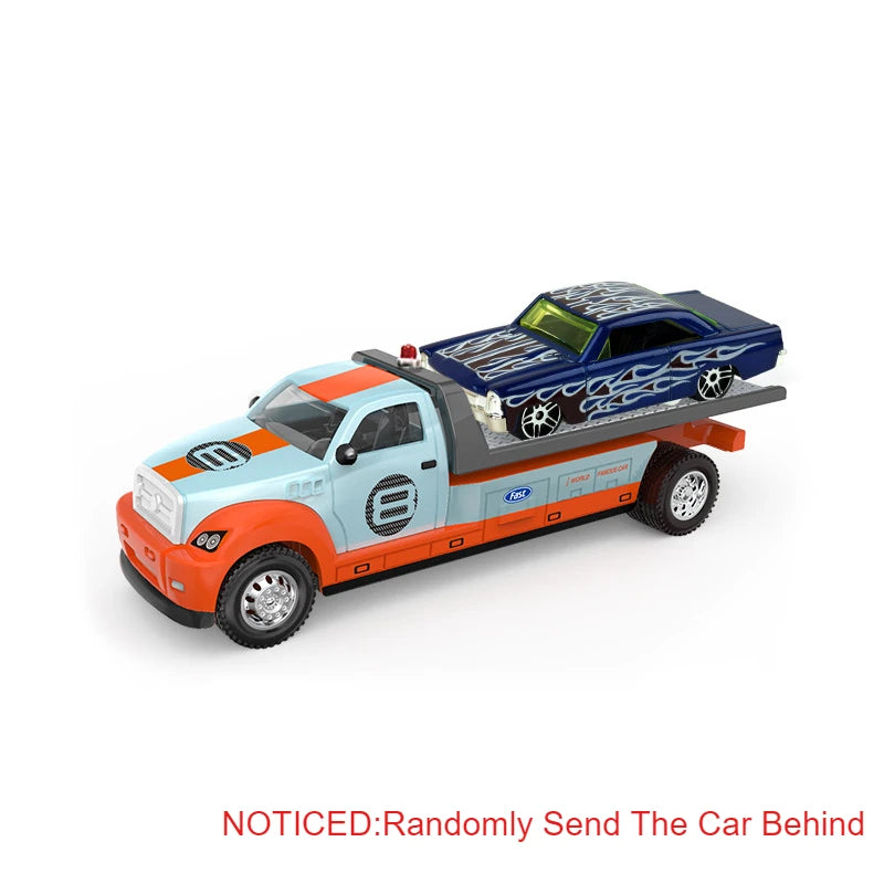 Alloy Container Trailer Pull-Back Diecast Rescue & Engineering Toy for Kids