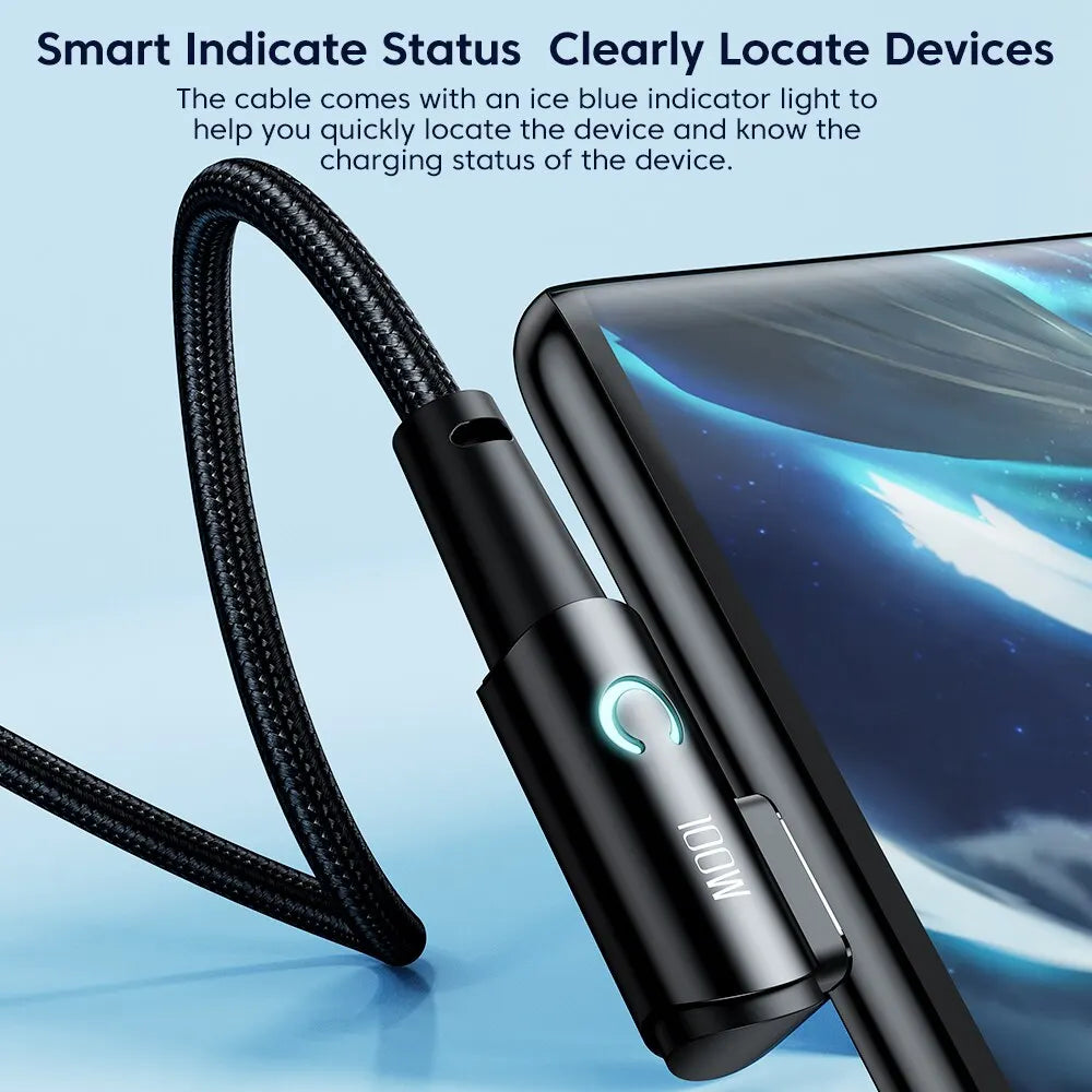 Toocki A USB C Cable Degree For OPPO W Fast Charging Cord For Honor Huawei Oneplus Realme Charger Data Wire