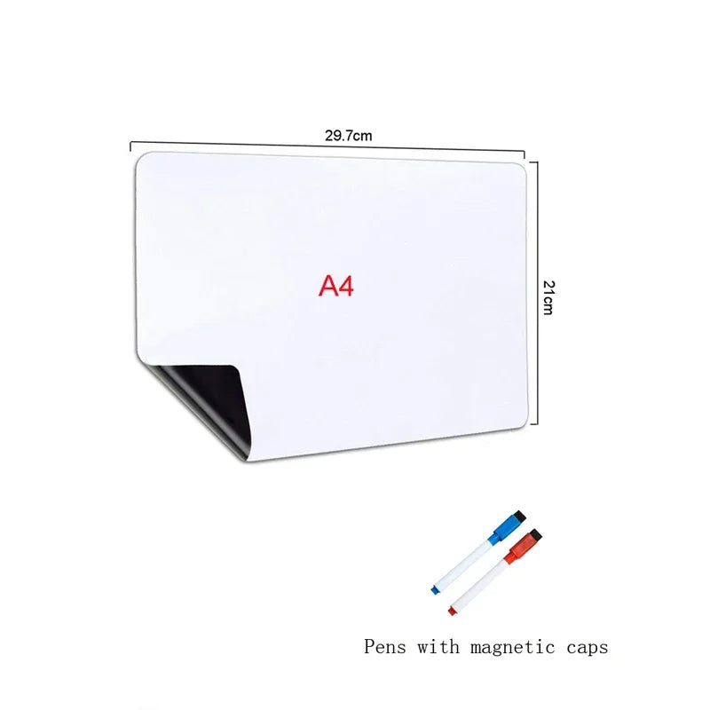 A3+A4 Magnetic Dry Erase Board Fridge Markers WhiteBoard Sheet Kitchen Erasable Flexible Refrigerator Magnet Memo Grocery List - Zecs shopping