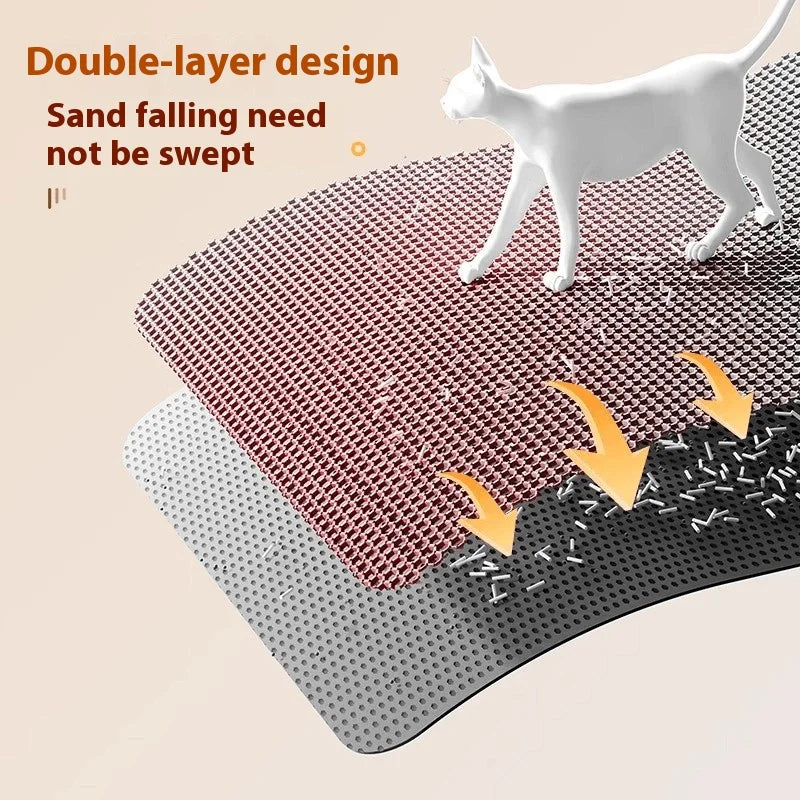 Extra Large Cat Litter Mat Heavy Duty Waterproof 2 Layer Non Slip Washable Pet Floor Protector Litter Box Sand Stopper - Zecs shopping