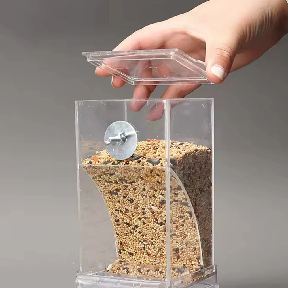 1PC Parrot Feeder Anti-Spill Transparent Bird Food Box Clear Feeding Device for Parrots Durable Bird Feeding Box - Zecs shopping