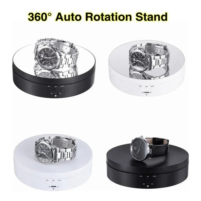 Three Speeds Motorised Rotating Mirror Display Stand Degree Turntable Jewellery HolderUSB Power Supply Rotating Shooting