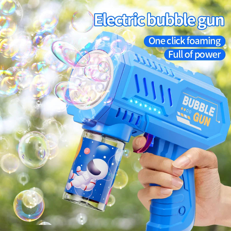 One Pack Of Childrens Launcher Handheld Portable Electric Automatic Bubble Gun LED Light For Boys And Girls