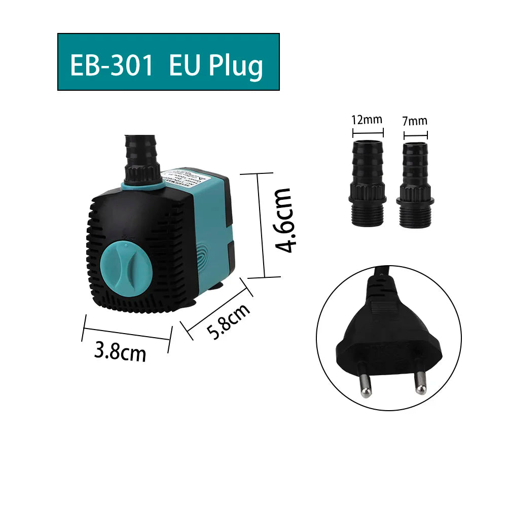 Fish Tank Fountain Energy-saving Aquarium Pump Ultra-Quiet Filter Fish Pond EU/US Plug 3/10/25W Submersible Water Pump - Zecs shopping