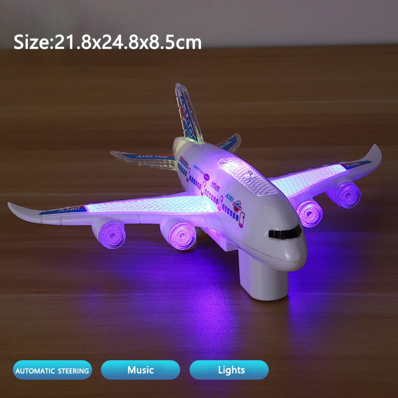 Electronic Aeroplane Toy Music Lights & Automatic Obstacle-Avoiding Plane