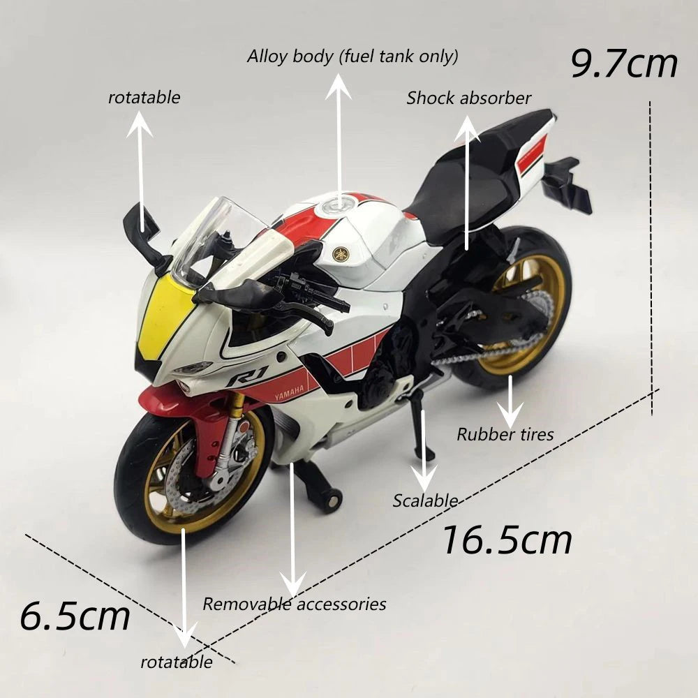 Yamaha YZF-RM Alloy Motorcycle Diecast Model Toy for Kids & Collectors