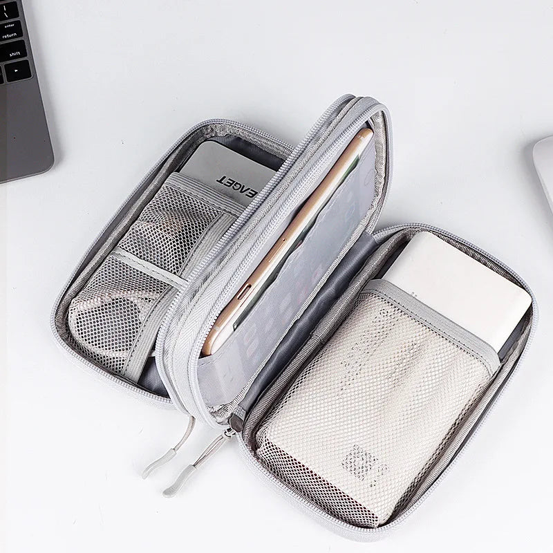 Portable Double Layer Travel Portable Digital Product Storage Bag USB Data Cable Manager Earphones Mobile Power Storage Bag pcs