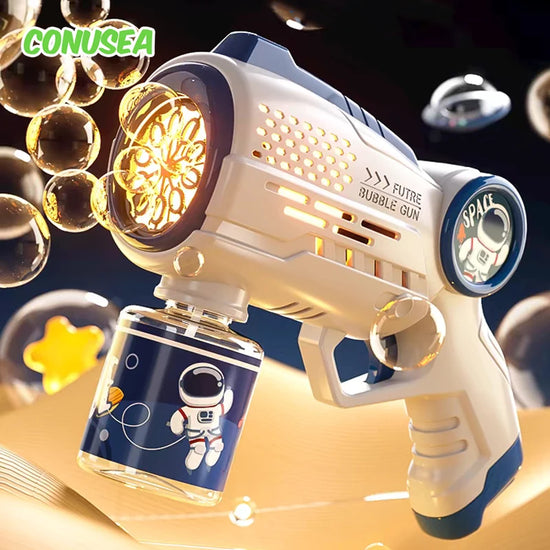 Astronaut Bubble Gun Machine – Electric Automatic Soap Bubble Blaster with Lights