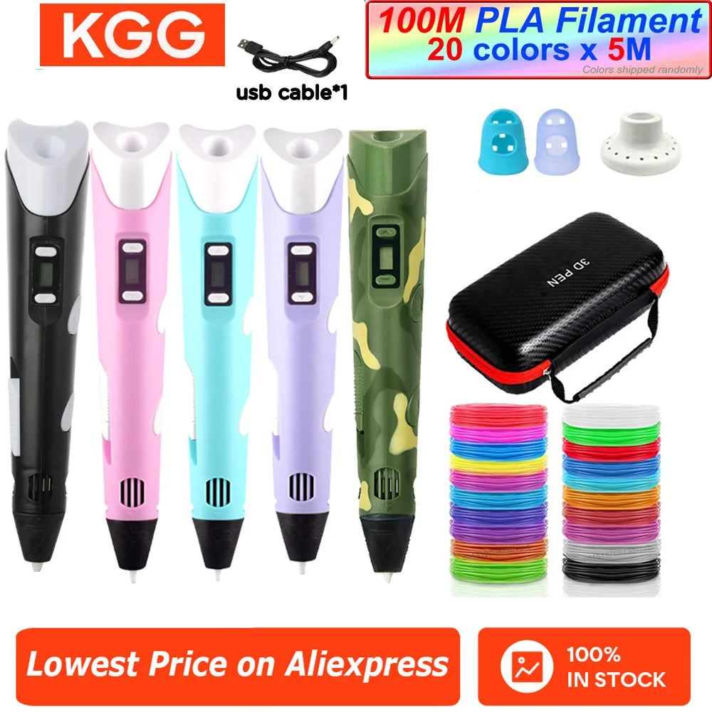 D Pen Drawing Printing Pen With LCD Screen Compatible PLA Filament Toys Safe Paiting for Children DIY Christmas Birthday Gift