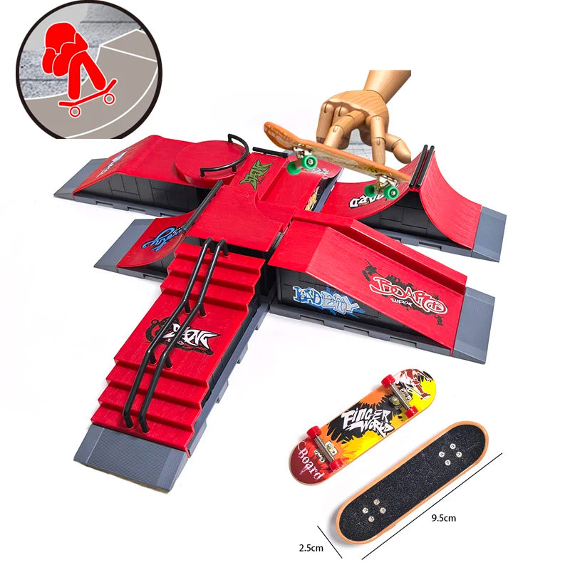 Finger Skatepark Set Professional Tech Practice Deck Platform Stunt Finger Skateboard Diy Assemble Ramp Park Kits Toys