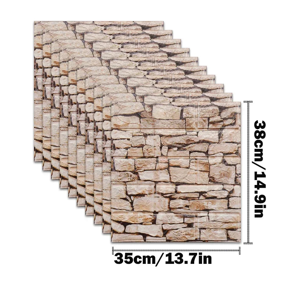 pcs Self Adhesive Decor D Foam Wall Stickers Pane Room Waterproof peel and stick Brick Wallpaper for Interior Decoration