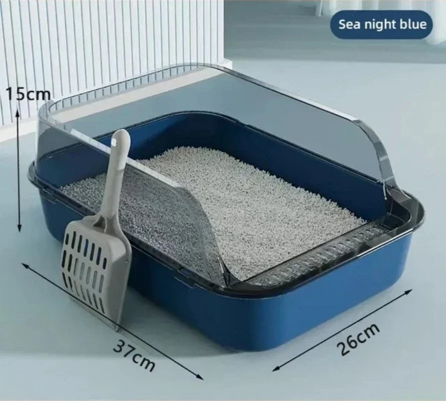Kitty Sandbox Cat Litter Box Semi-enclosed Splashproof Cat Tray Cat Toilet Cleaning Basin Supplies Pet Toilet Kitten Tray Bedpan - Zecs shopping