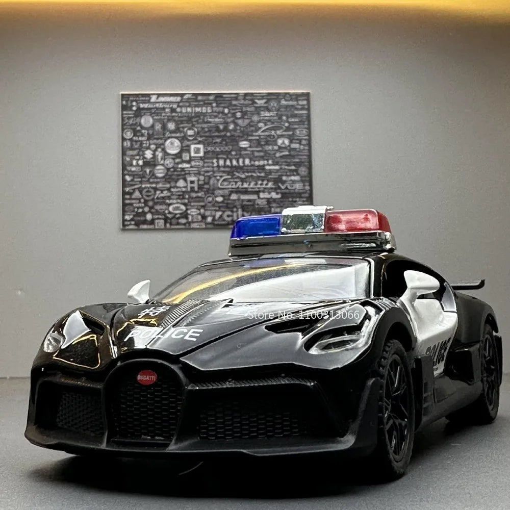 Bugatti Police Supercar Alloy Toy with Lights & Sound