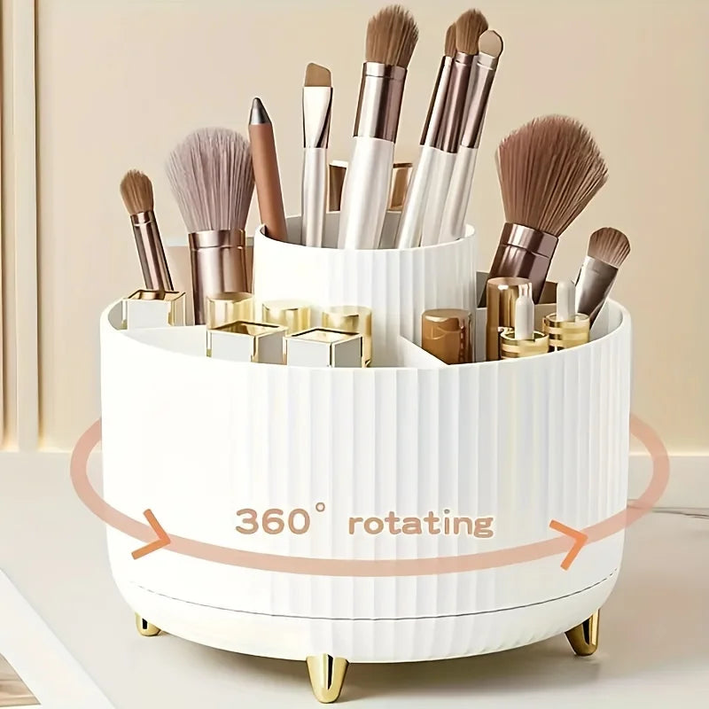 -degree Rotating Cosmetic Storage Box -cosmetic Storage Box with Compartments - Multi-functional Storage Box for Brushes