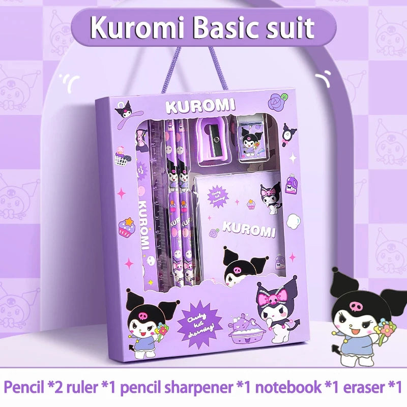 Sanrio Kuromi Melody Cinnamoroll Stationery Gift Box Girls Primary School -Piece School Supplies for Children Kawaii New Hot
