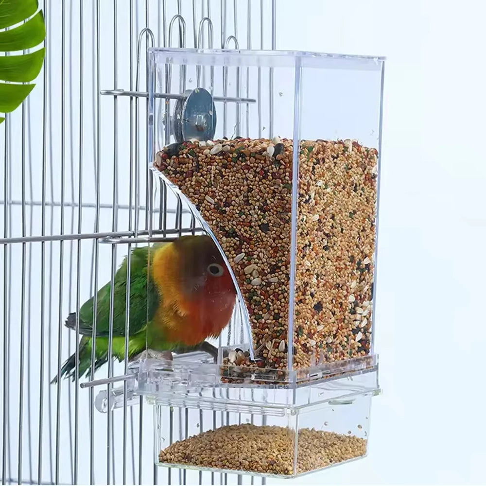 1PC Parrot Feeder Anti-Spill Transparent Bird Food Box Clear Feeding Device for Parrots Durable Bird Feeding Box - Zecs shopping