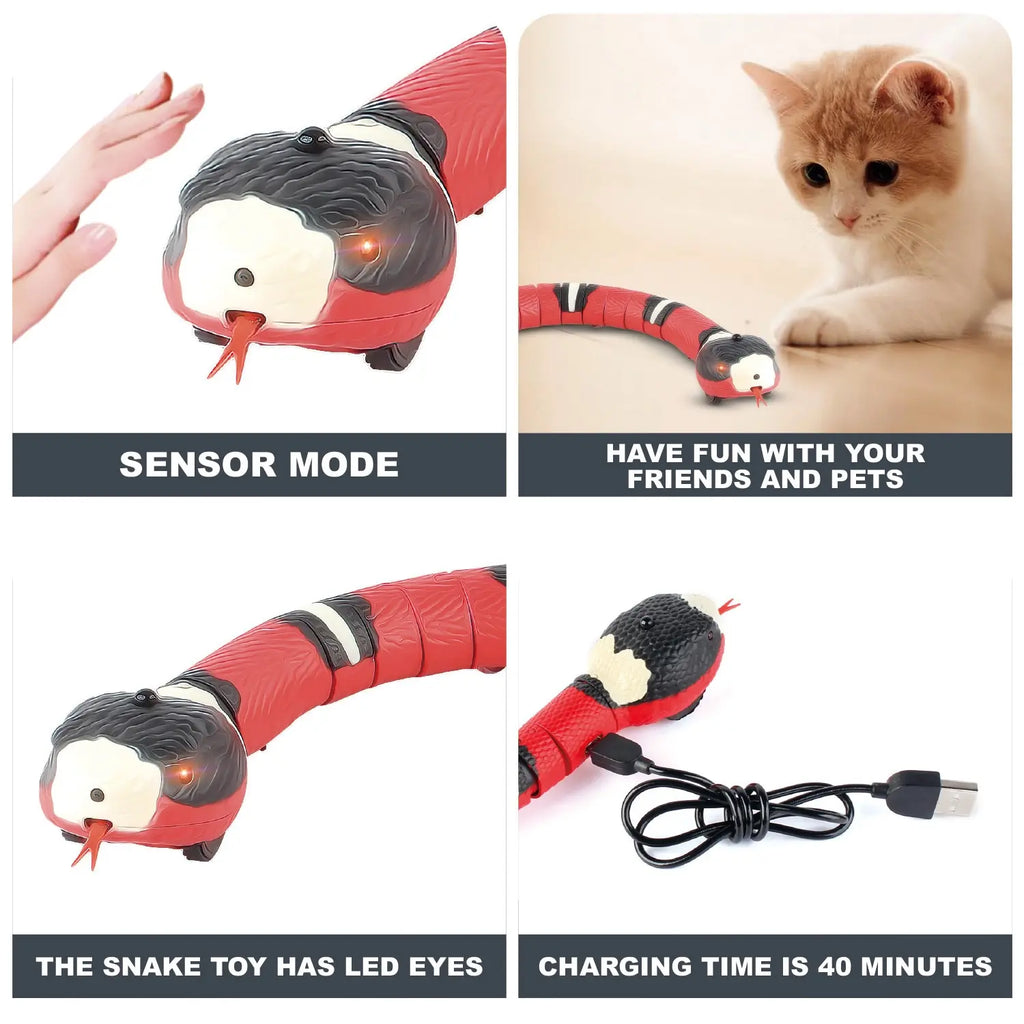 Smart Sensing Cat Toys Interactive Automatic Eletronic Snake Cat Teaser Indoor Play Kitten Toy USB Rechargeable for Cats Kitten - Zecs shopping