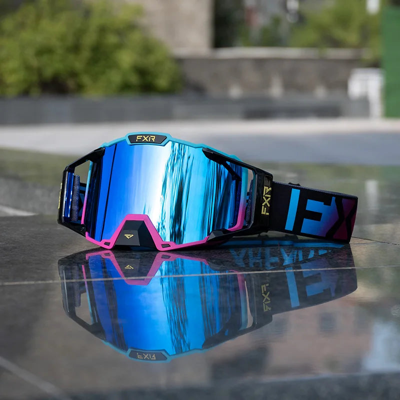 FXR Motorcycle Glasses Double Layer Anti Fog Lens Motocross Goggles Dirt Bike ATV Ski Goggles Moto Outdoor Cycling Sunglasses