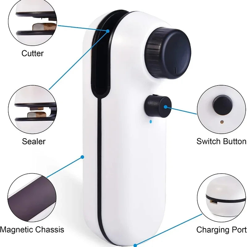 Rechargable In Bag Mini Heat Sealer Storage Bag Plastic Package Snack Sealer Clip Bag Handheld Heat Sealer Plastic Bag USB