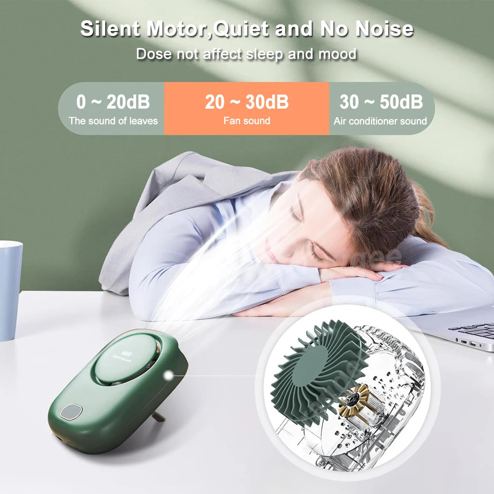 Portable Waist Fan Mini Waist Clip Fan Bladeless Portable Neck Fan USB Rechargeable Wireless Hanging Neck Fan for Outdoor Travel