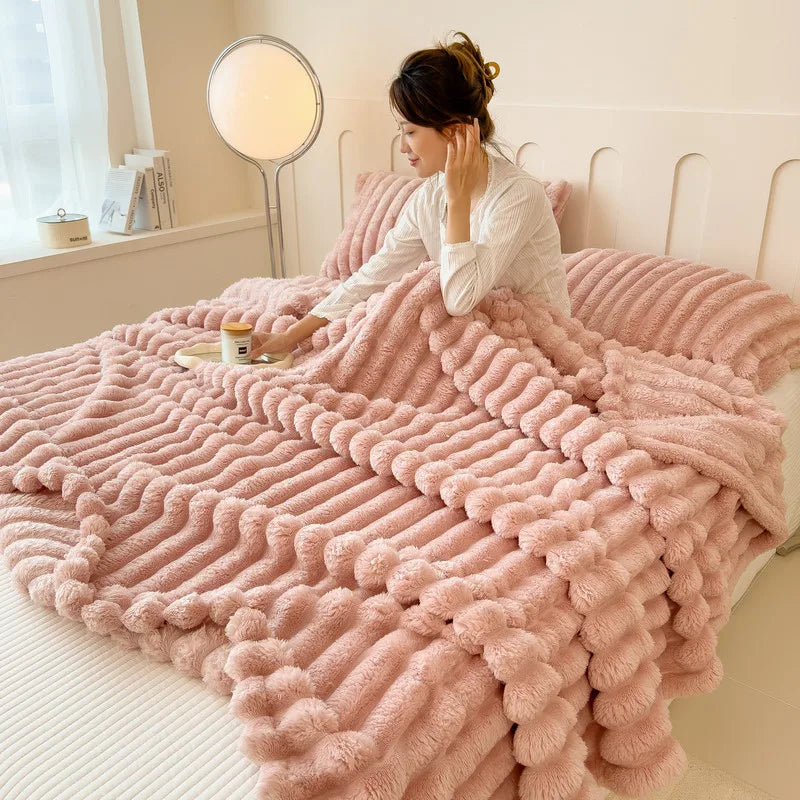 Multi Functional Striped Blanket For Warmth And Comfort - Zecs shopping