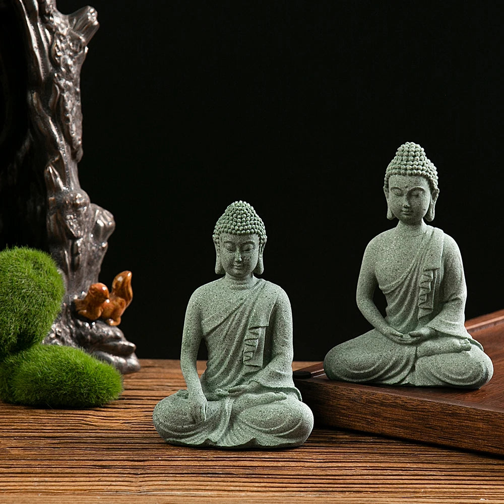 【Small Size】Buddha Statue Fish Tank Decoration Mini Buddhism Figurine Desk Topper Tablescape Decor Home Zen Statue - Zecs shopping