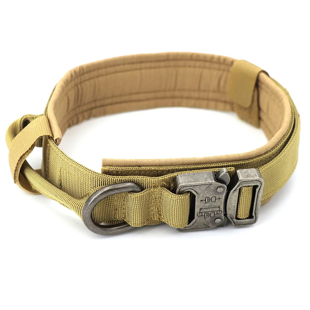 Tactical Military Dog Collar Adjustable Nylon Dog Collar with Control Handle and Metal Buckle for Medium and Large Dogs - Zecs shopping