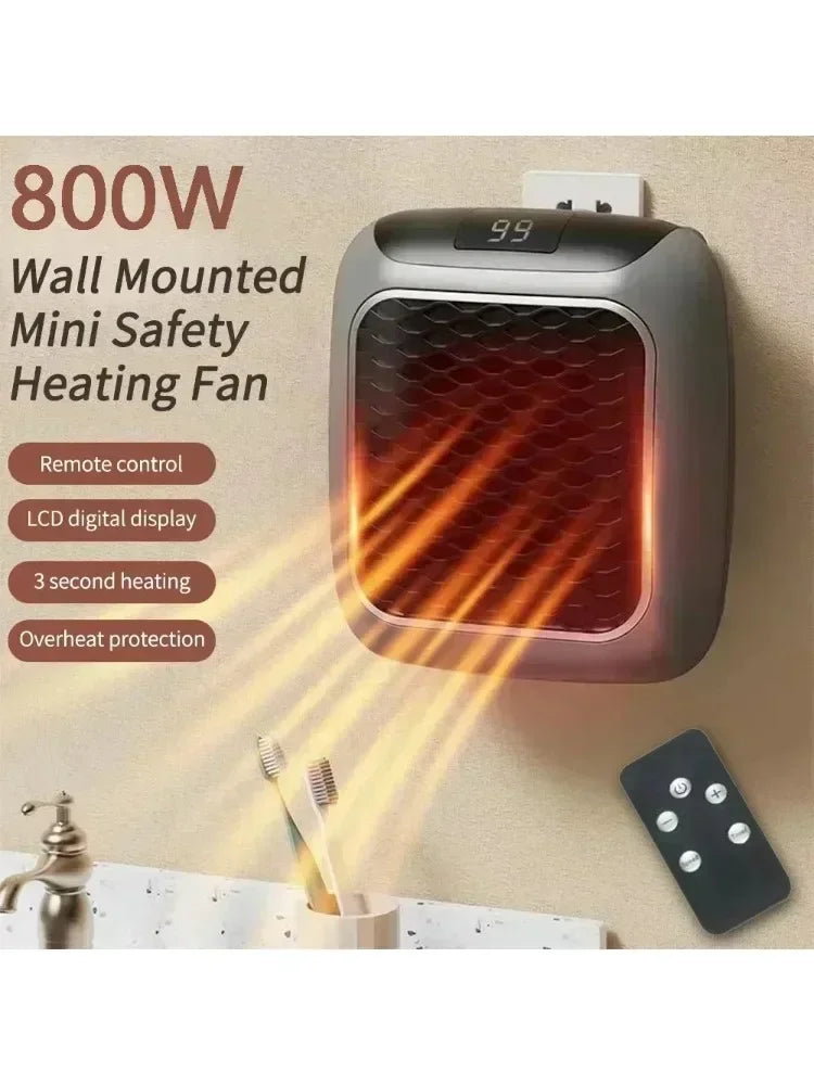W Portable Electric Heater EU Small Bathroom Fast Heating Fans Bedroom Heater Home Use Warming Device with Remote Control