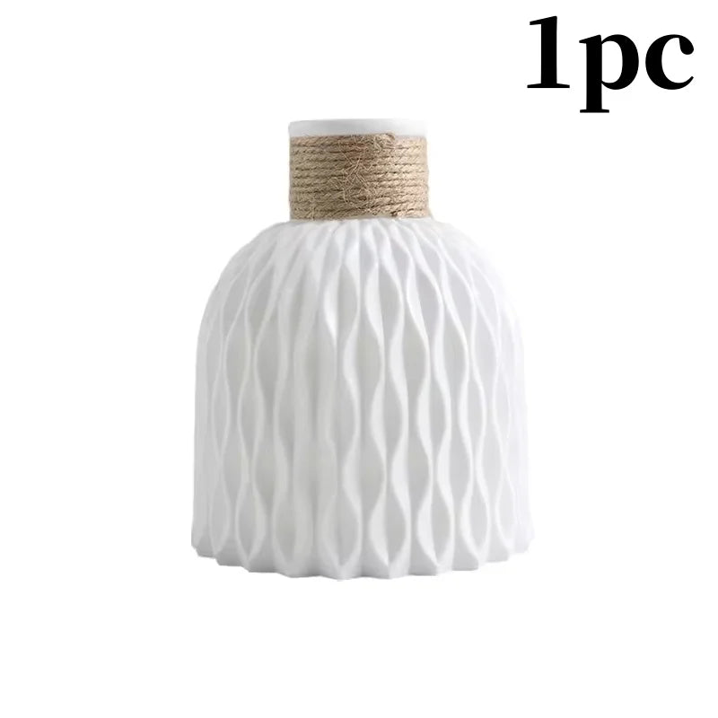 1/2Pcs Water Ripple Vase Rope Plastic Flower Pot Arrangement Modern Nordic Style Home Living Room Desktop Decoration Ornament - Zecs shopping